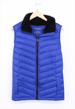 Vintage Calvin Klein Puffer Gilet Blue Zip Up With Logo Tab