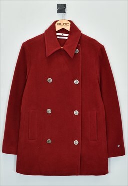 Vintage Women's Tommy Hilfiger Wool Coat Red Medium