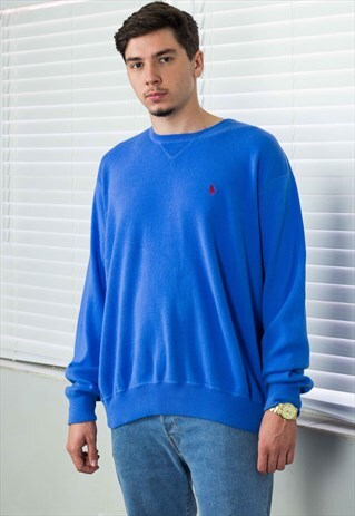 VINTAGE POLO RALPH LAUREN JUMPER SWEATER LOGO 90S XXL 19.1