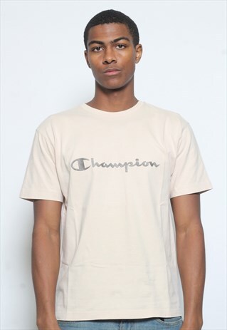 VINTAGE CHAMPION LOGO T-SHIRT BEIGE