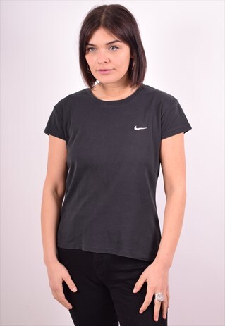 NIKE WOMENS VINTAGE T-SHIRT TOP LARGE BLACK 90S