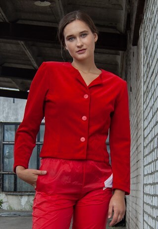 VINTAGE RETRO RED CROP JACKET