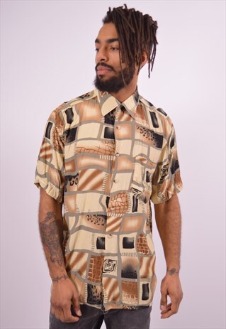 VINTAGE SHIRT CRAZY PRINT YELLOW