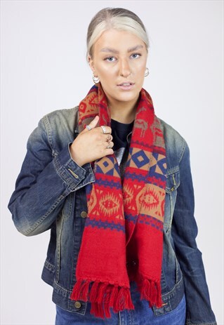 VINTAGE 90S PATTERNED RED SCARF