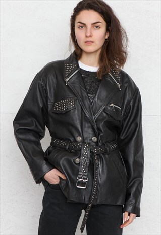 VINTAGE BLACK MISS ASTOR LEATHER JACKET COAT
