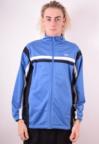 REEBOK MENS VINTAGE TRACKSUIT TOP JACKET MEDIUM BLUE 90S