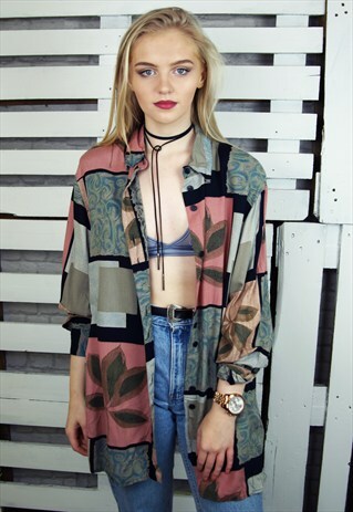 FUNKY FLORAL ABSTRACT PRINT VINTAGE 90'S JAZZY SHIRT