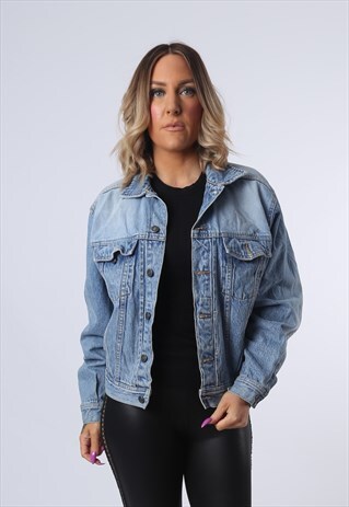 SAVVY DENIM JACKET OVERSIZED FITTED VINTAGE UK 10 (DKEN)