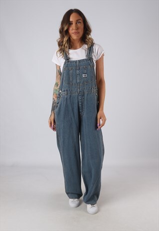 DENIM DUNGAREES WIDE LEG VINTAGE UK 12 (HK4D)