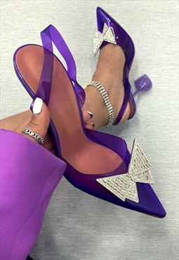 Purple Crystal-Embellished Court Heels