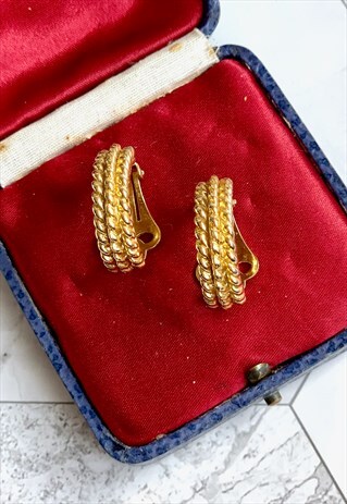 90S GOLD TWISTED CHAIN EARRINGS VINTAGE JEWELLERY