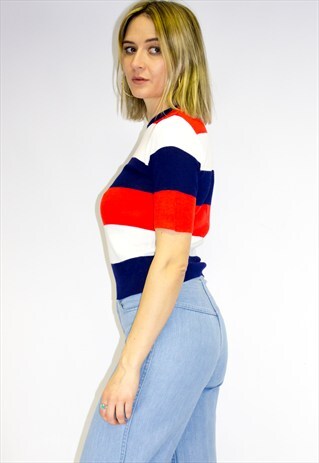 VINTAGE 70'S KNITTED COLOUR BLOCK TOP