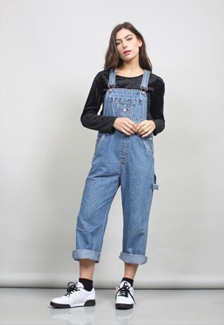 BLUE VINTAGE 90'S NO BOUNDARIES DUNGAREES
