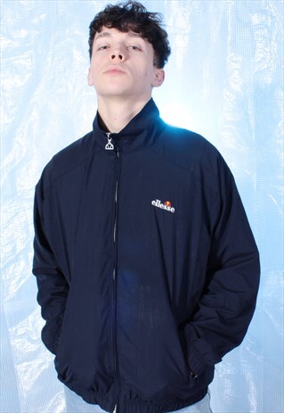 VINTAGE ELLESSE NAVY LIGHTWEIGHT EMBROIDERED JACKET