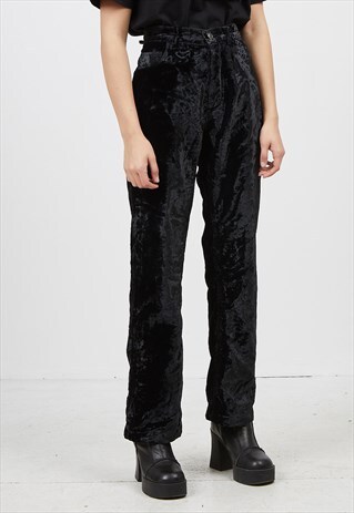 VINTAGE BLACK SYNDROME HIGH WAISTED VELVET TROUSERS BOTTOMS