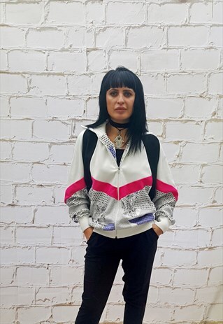 VINTAGE WHITE MULTI SPORTS WINDBREAKER JACKET