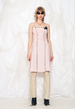 Vintage Y2K Slip Dress in Pink Ruched