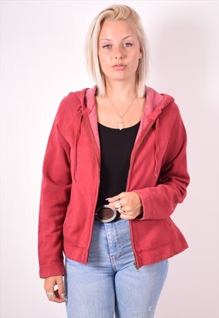 J. CREW WOMENS VINTAGE HOODIE JACKET MEDIUM MAROON 90S