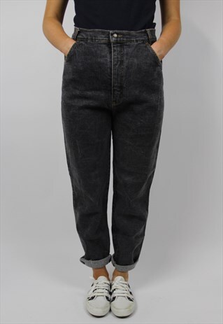 VINTAGE HIGH WAIST FADED BLACK JEANS