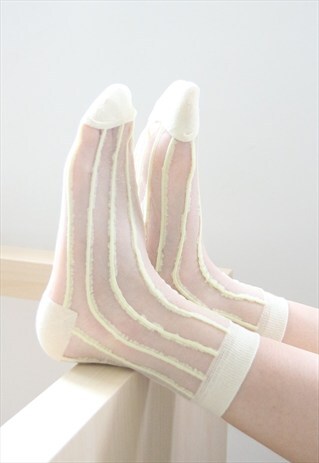 STRIPE SHEER SOCKS - YELLOW