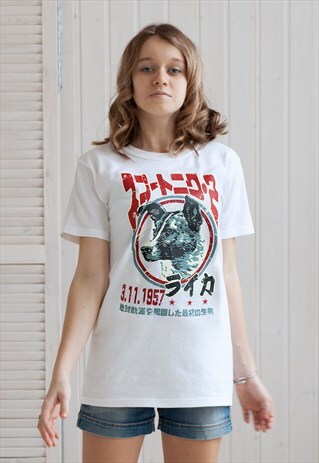 LAIKA THE SPACE DOG - JAPANESE SHIRT SOVIET SCIENCE GEEK RAD