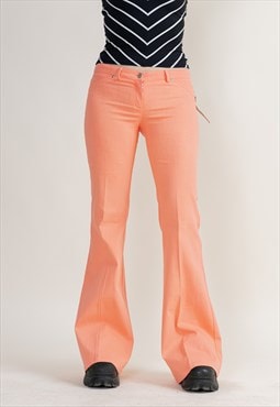Vintage Y2k Deadstock Preppy Flare Peach Summer Trousers