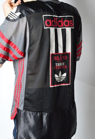 VINTAGE 90S BLACK MESH ADIDAS JERSEY T-SHIRT