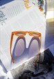 WHITE ORANGE FRAMED CHUNKY CAT EYE SUNGLASSES