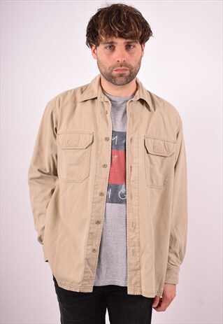 GAP MENS VINTAGE SHIRT MEDIUM BEIGE 90S
