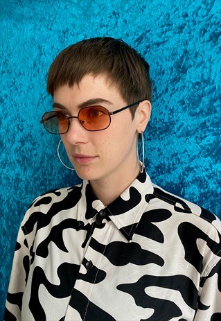 OBLONG 90'S STYLE SUNGLASSES - ORANGE