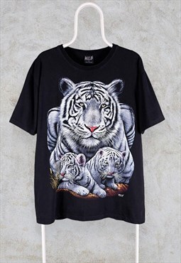 Vintage Tiger T Shirt Wild Animal Large