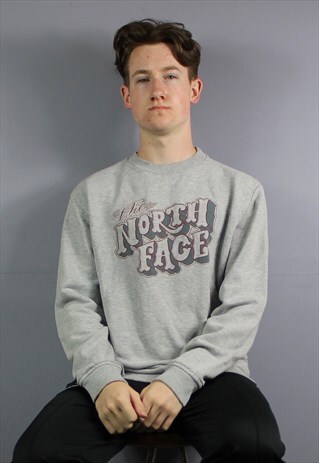 VINTAGE THE NORTH FACE SWEATSHIRT IN GREY WITH PRINTED LOGO.