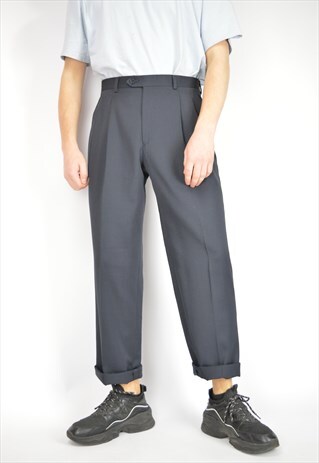 VINTAGE BLACK CLASSIC STRAIGHT SUIT TROUSERS