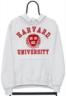 Vintage Harvard University White Hoodie Mens