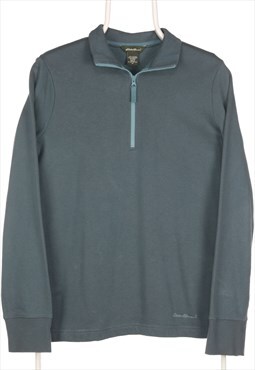 Eddie Bauer - Blue Embroidered Quarter Zip Sweatshirt - Medi