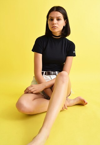 90'S RETRO LYCRA GRUNGE SPORTS ATHLEISURE TURTLENECK TOP TEE