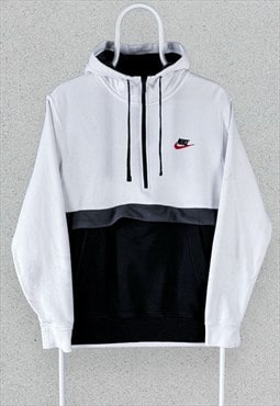 Nike Hoodie 1/4 Zip Black White Pullover Mens Small