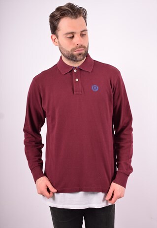 HENRI LLOYD MENS VINTAGE POLO SHIRT LARGE MAROON 90'S