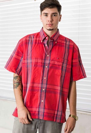 VINTAGE TOMMY HILFIGER SHIRT LOGO 90S L 8.0