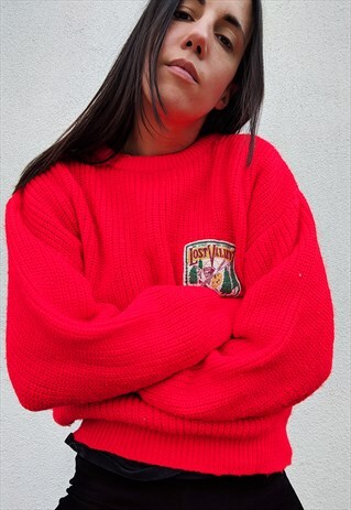 VINTAGE KNIT NORWEGIAN RED JUMPER