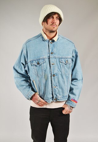 VINTAGE LINED DENIM JACKET MID BLUE