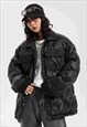 QUILTED PUFFER PADDED UTILITY BOMBER JACKET GRUNGE COAT