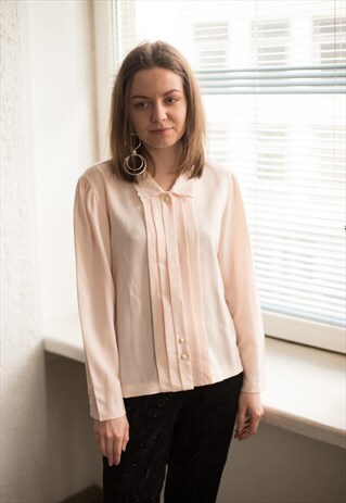 VINTAGE 60'S PASTEL PINK PLEATED FRONT SHIRT