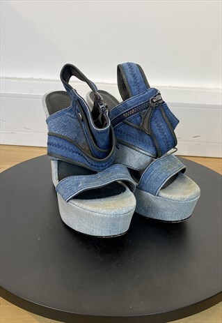 Y2K DIESEL DENIM PLATFORM SANDALS