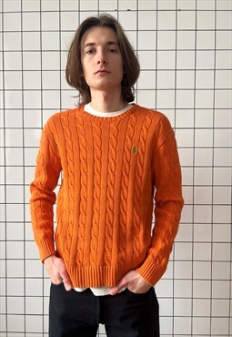 Vintage POLO RALPH LAUREN Sweater Cable Knitted Orange
