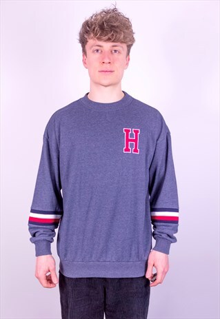 VINTAGE TOMMY HILFIGER SWEATSHIRT IN GREY MEDIUM