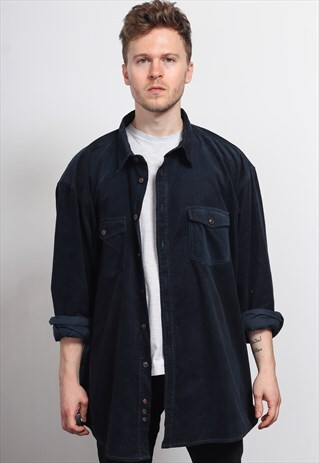 VINTAGE CORDUROY CORD SHIRT BLUE