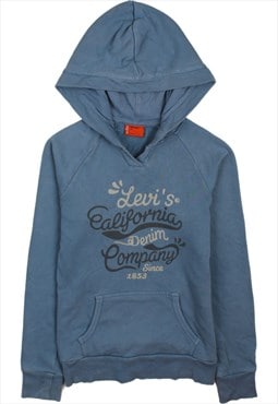 Vintage 90's Levi's Hoodie Spellout Pullover Blue Small