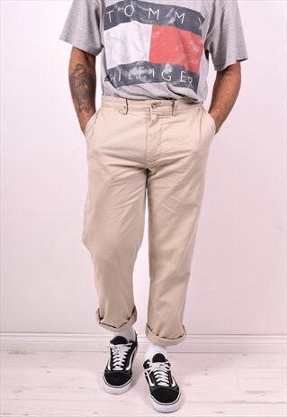 POLO RALPH LAUREN MENS VINTAGE TROUSERS W33 L32 BEIGE 90S