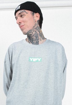 Sweatshirt Mint Box Logo Oversized Cosy Grey